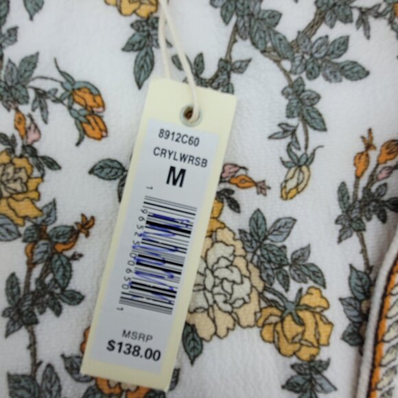 NEW MAX STUDIO Dress Womens M Floral Crepe Wrap Midi Dress Flutter Sleeve NWT - Picture 4 of 16